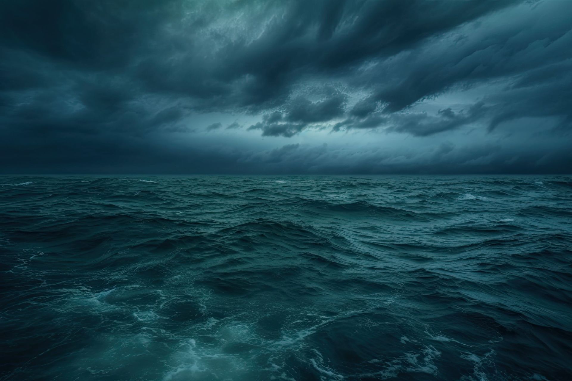 Dark skies over a stormy sea