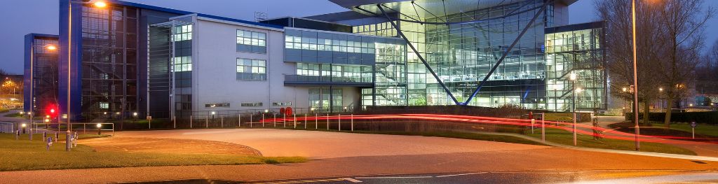 An external view of the Met Office building at night. An external view of the Met Office building at night.
