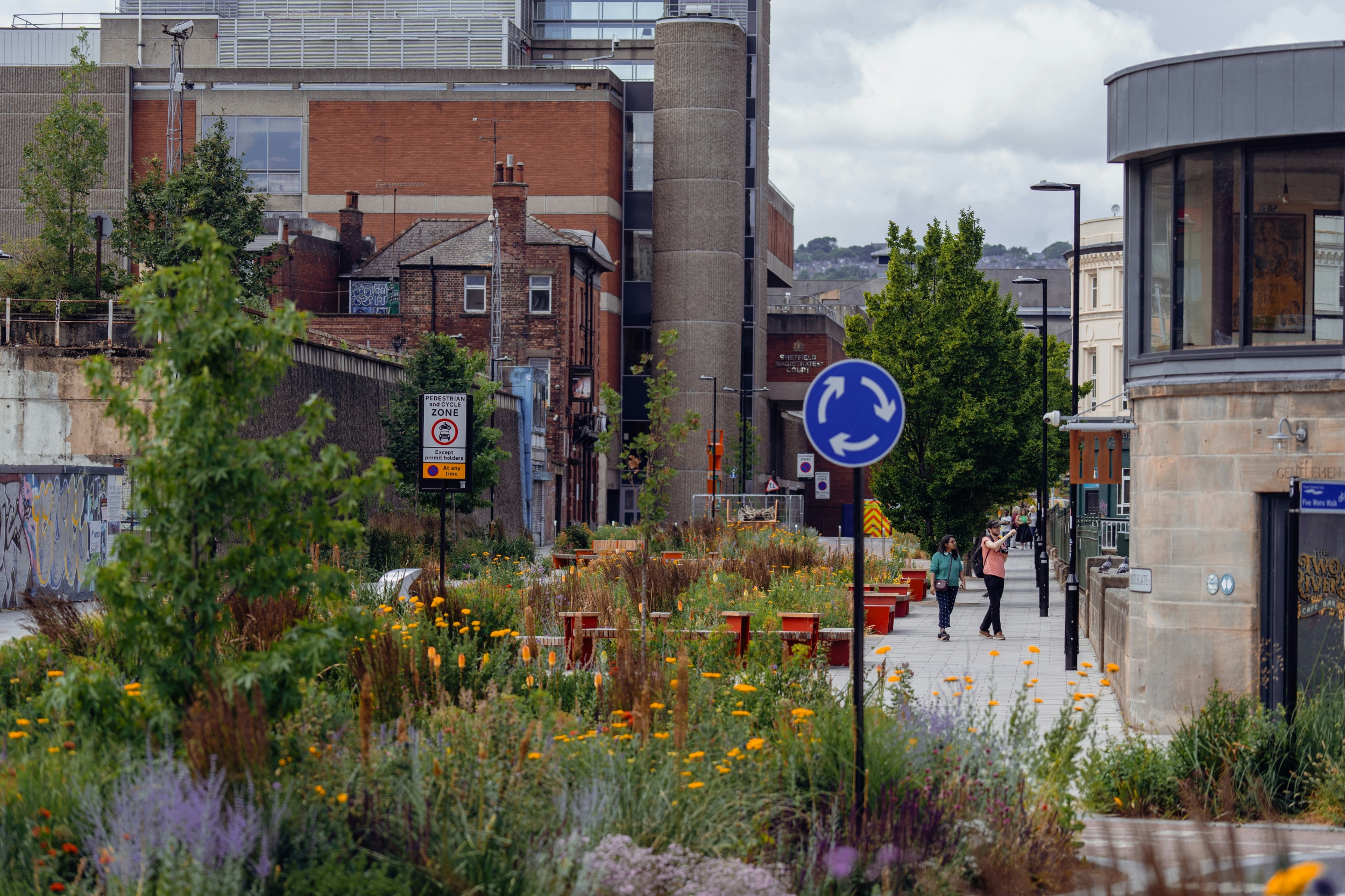 A pedestrian and cycle zone in the UK city of Sheffield