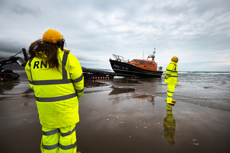 RNLI boat beside the sea