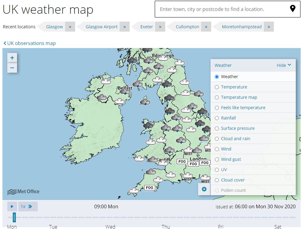 UK forecast guide Met Office
