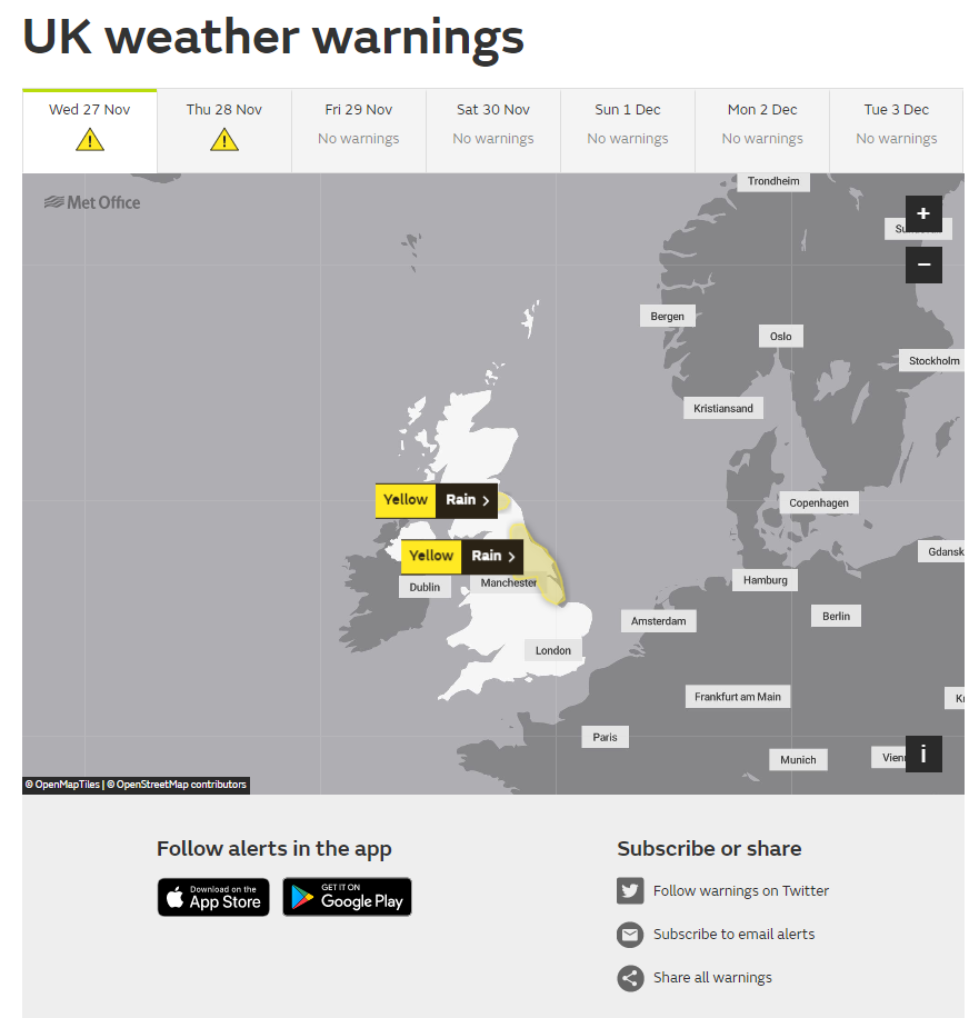 Weather warnings guide - Met Office